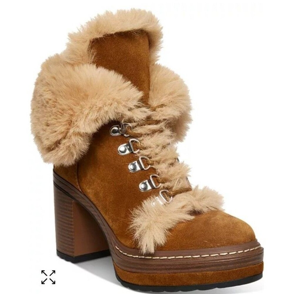 Steve Madden Tan Suede Platform Fur-Trim Boot